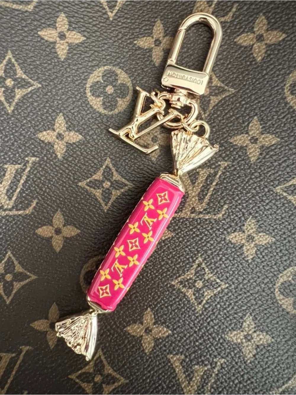 Louis Vuitton Pink Monogram Candy Charm Key Holder with Gold Hardware